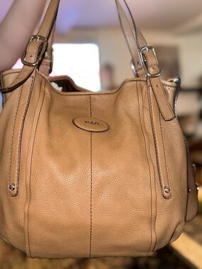 Red Croc-Texture Leather Tote Bag